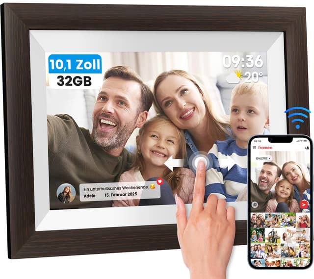 📸🎁 Mejasg 10,1 Zoll Digitaler Bilderrahmen WLAN mit 32GB Speicher - Angebot