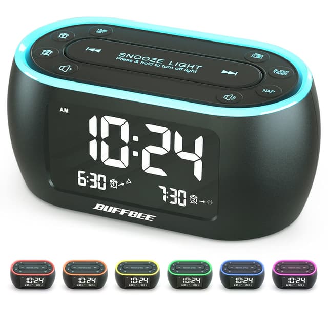 🌟 Angebot: BUFFBEE Nachttisch-Wecker-Radio mit 7-Farben 🌙