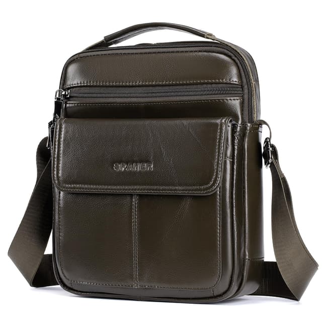👨‍💼 SPAHER Herren Umhängetasche Leder Handtasche für Männer Kaffeebraun A454