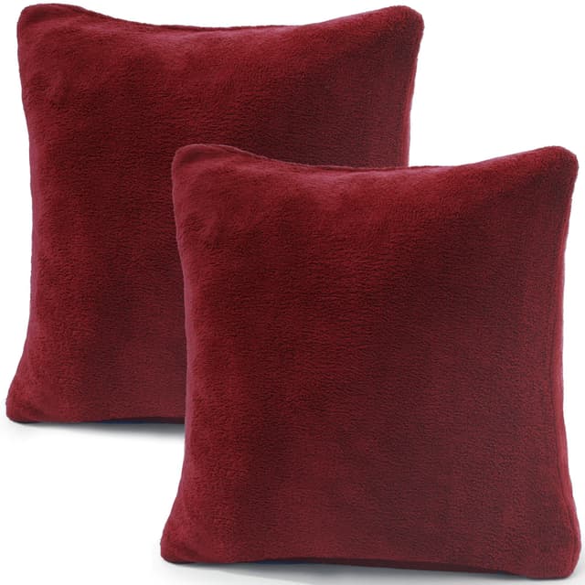 🔥 Angebot: CelinaTex 2er Set Kissenbezug 80x80 cm Doppelpack Coral Fleece Kissenhülle Bordeaux