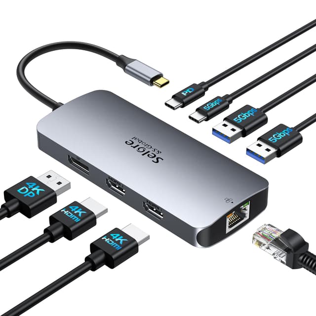 USB C Docking Station Dual Monitor, 8 in 1 Laptop Docking Station