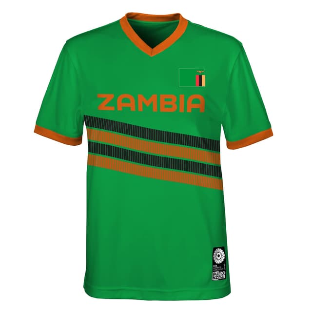 FIFA Unisex Offizielles 2023 Frauen-Fußball-Weltmeisterschafts-Kinder-Teamshirt, Sambia T-Shirt (1er Pack) 5-6 Jahre Grün 🌍⚽️