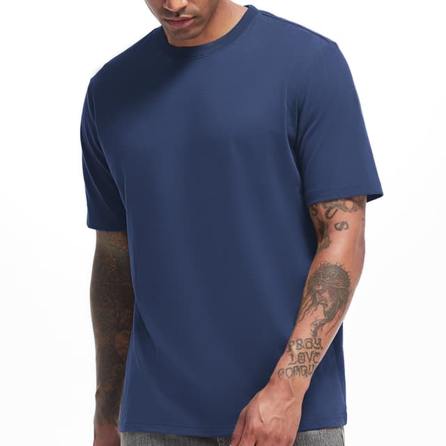 VEIISAR Herren Dickes Rundhals Langarm T-Shirt 🌟 100% Baumwolle 🌟 Heavy Duty Pre Shrink T Shirt T2 Royal Blue M