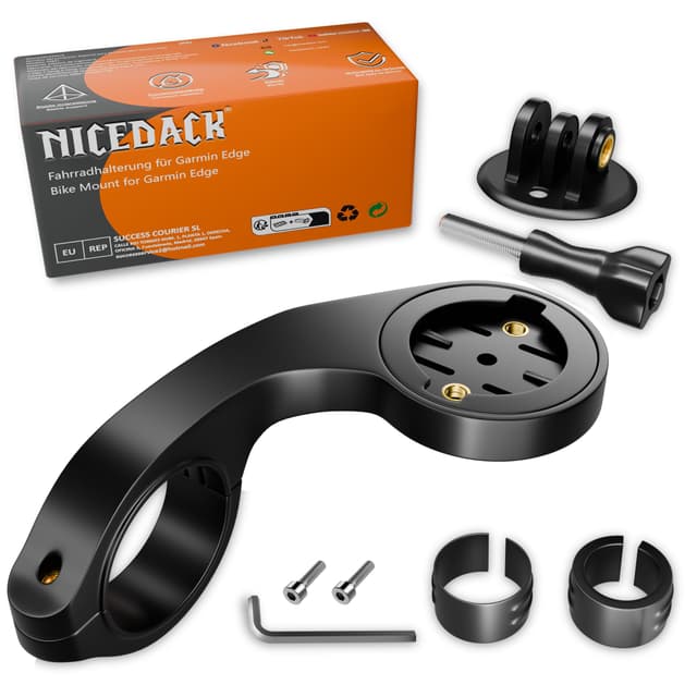 NICEDACK Fahrradhalterung für Garmin Edge | Fahrrad Halterung mit Action Kamera Halter Set