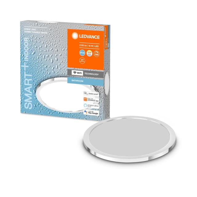 LEDVANCE Smart LED Badezimmerlampe Chrome, 18W, 2100LM, 🌟🏠 3000-6500K, 30cm, IP44, Orbis Disc Wandleuchte