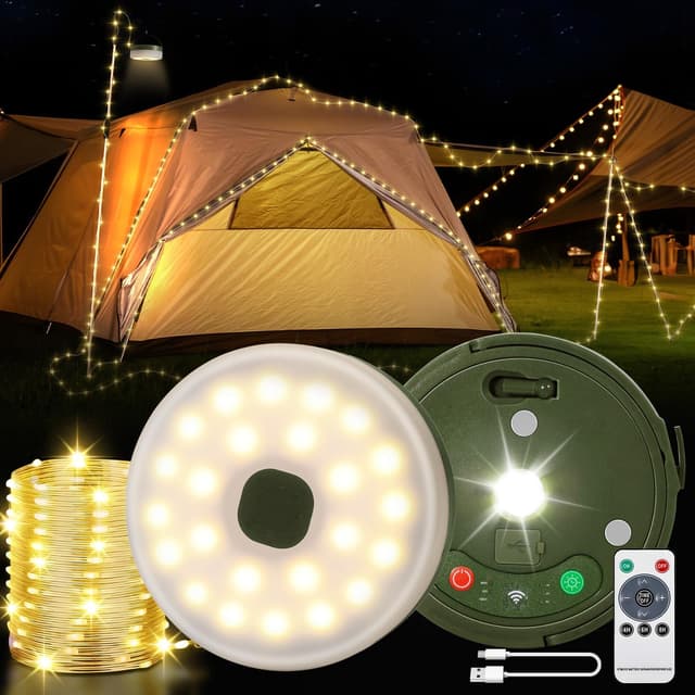 HELESIN Camping Lichterkette Aufrollbar 10M 🏕️🔦