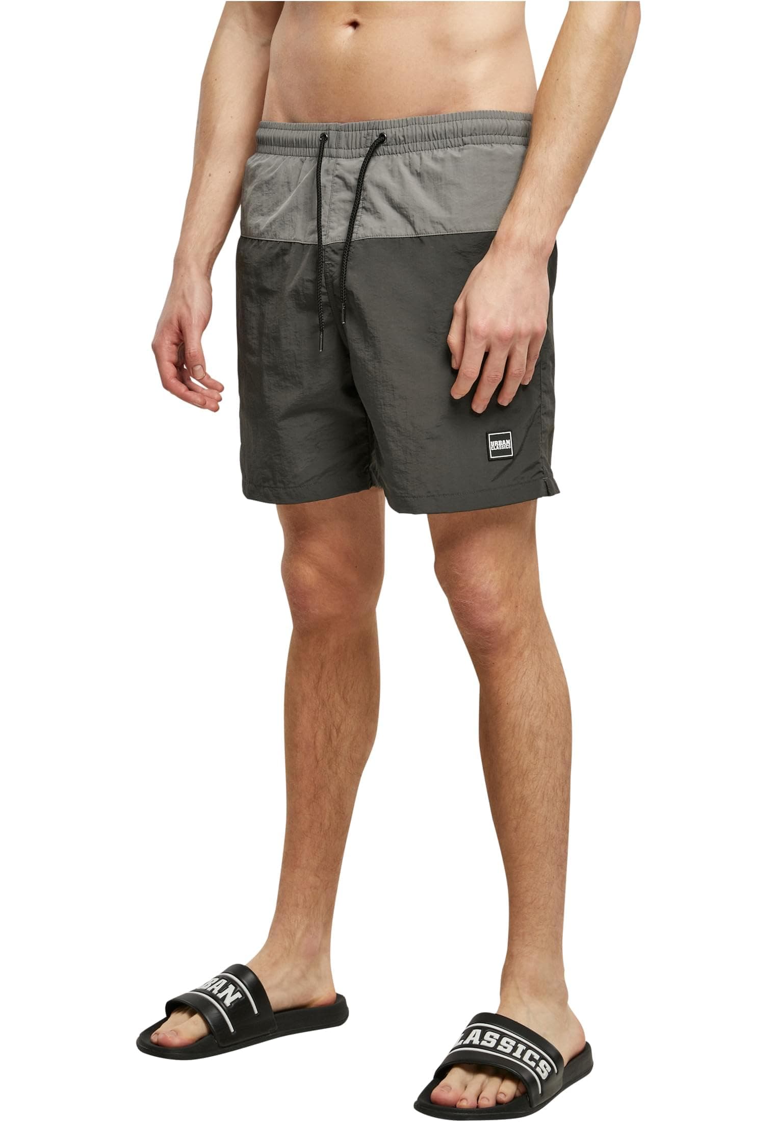 Urban Classics Herren Block Swim Shorts XS Blackbird/Asphalt 🩳🏖️