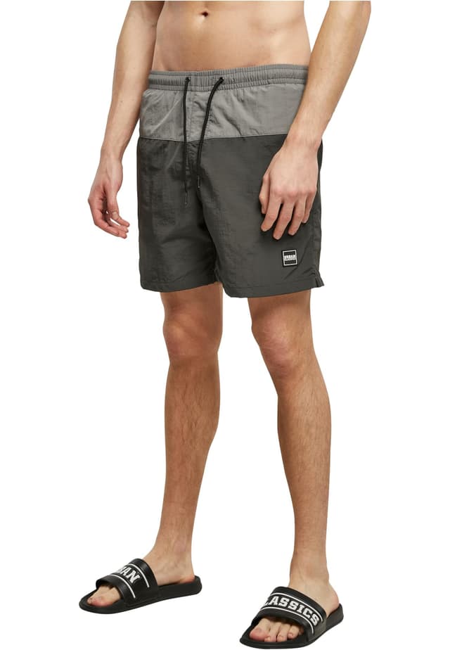 Urban Classics Herren Block Swim Shorts XS Blackbird/Asphalt 🩳🏖️