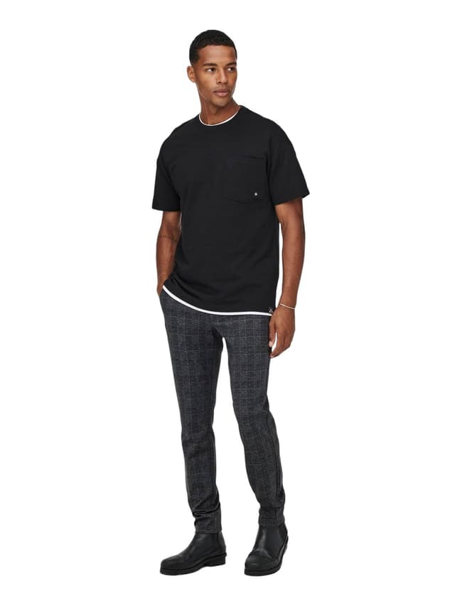 🔥 NUR & SÖHNE Herren Chino Hose ONSMARK Slim Fit Chino Hose 33W / 30L Schwarz