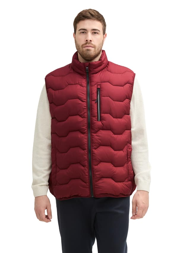 TOM TAILOR Herren Plussize Hybrid Weste mit Kapuze 5XL 13721 - Burgundy Dark Red 🧥🔴