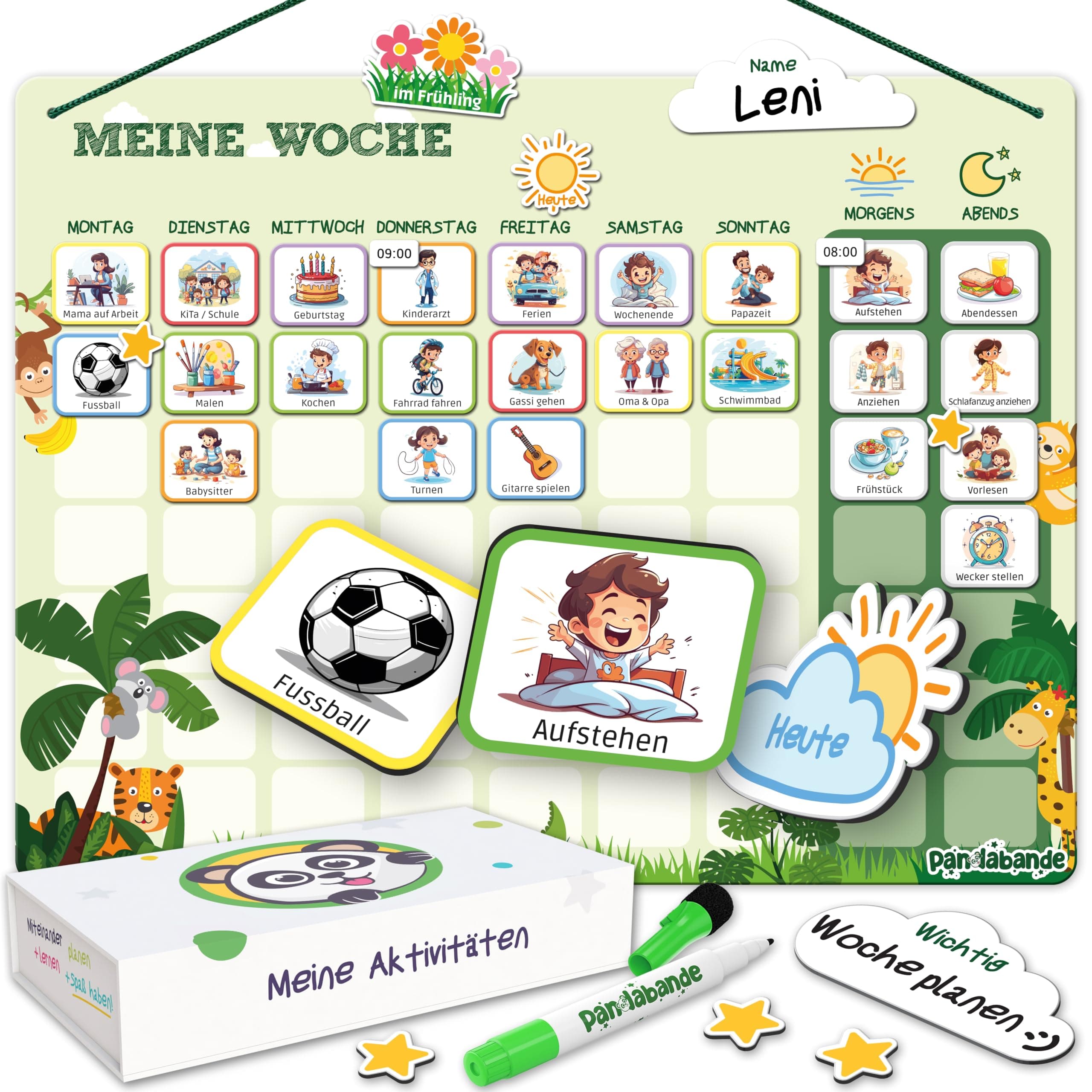 PANDABANDE® 2-in-1 Tagesplaner & Wochenplaner Kinder 🚀🎯🎨👨‍👩‍👧🎁