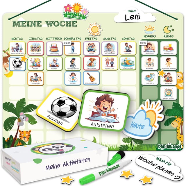 PANDABANDE® 2-in-1 Tagesplaner & Wochenplaner Kinder 🚀🎯🎨👨‍👩‍👧🎁