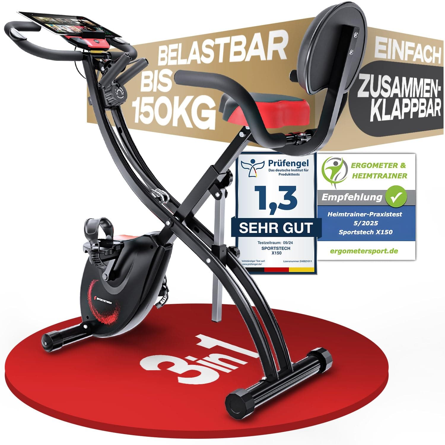 Sportstech Ergometer Heimtrainer Fahrrad klappbar 🚴‍♂️ Fitness Indoor Fahrrad für Zuhause