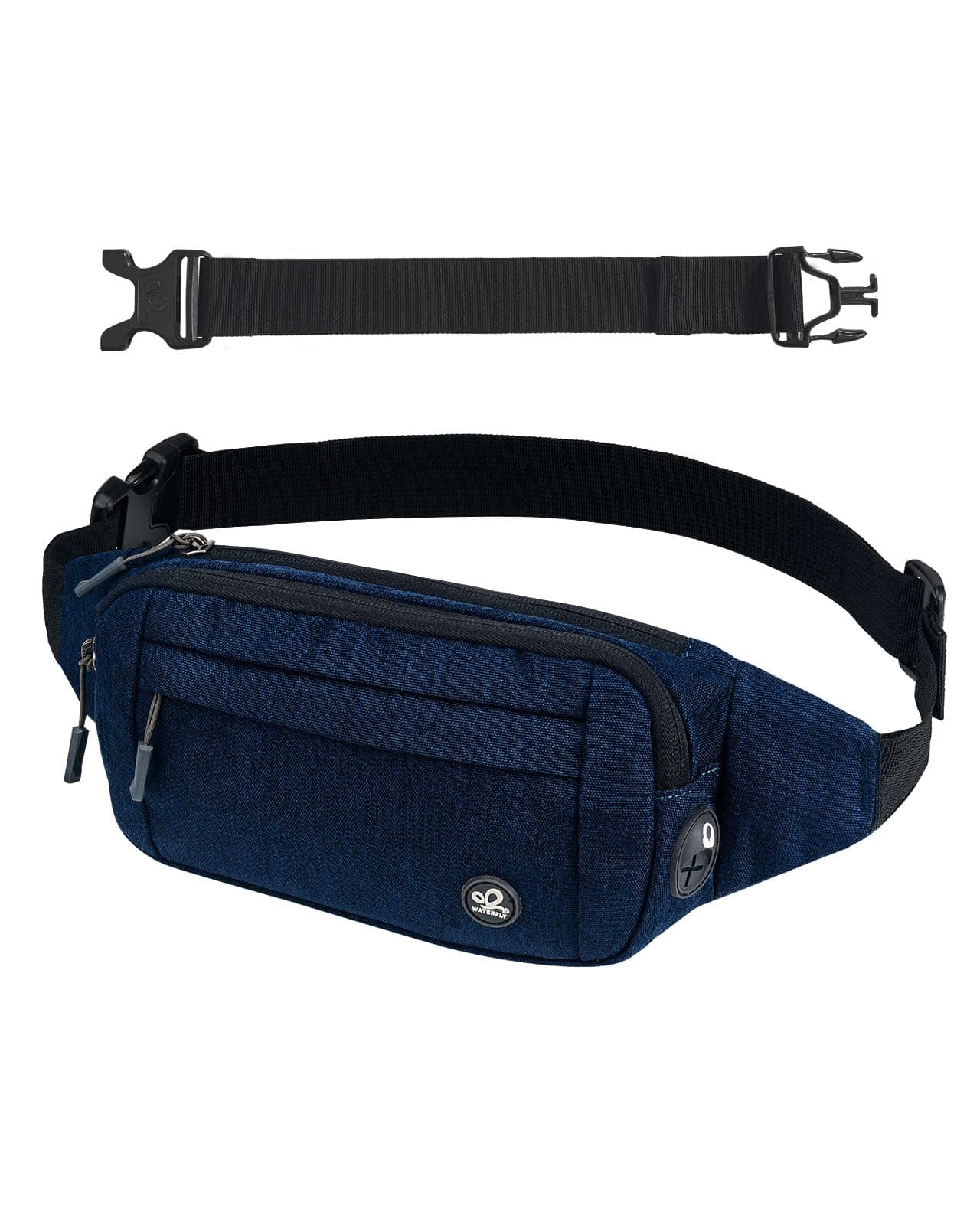 🎒 WATERFLY Bauchtasche Hüfttasche Herren Damen: Klein Gürteltasche Sport Bum Hip Bag Männer Frauen Waist Fanny Pack Dunkelblau
