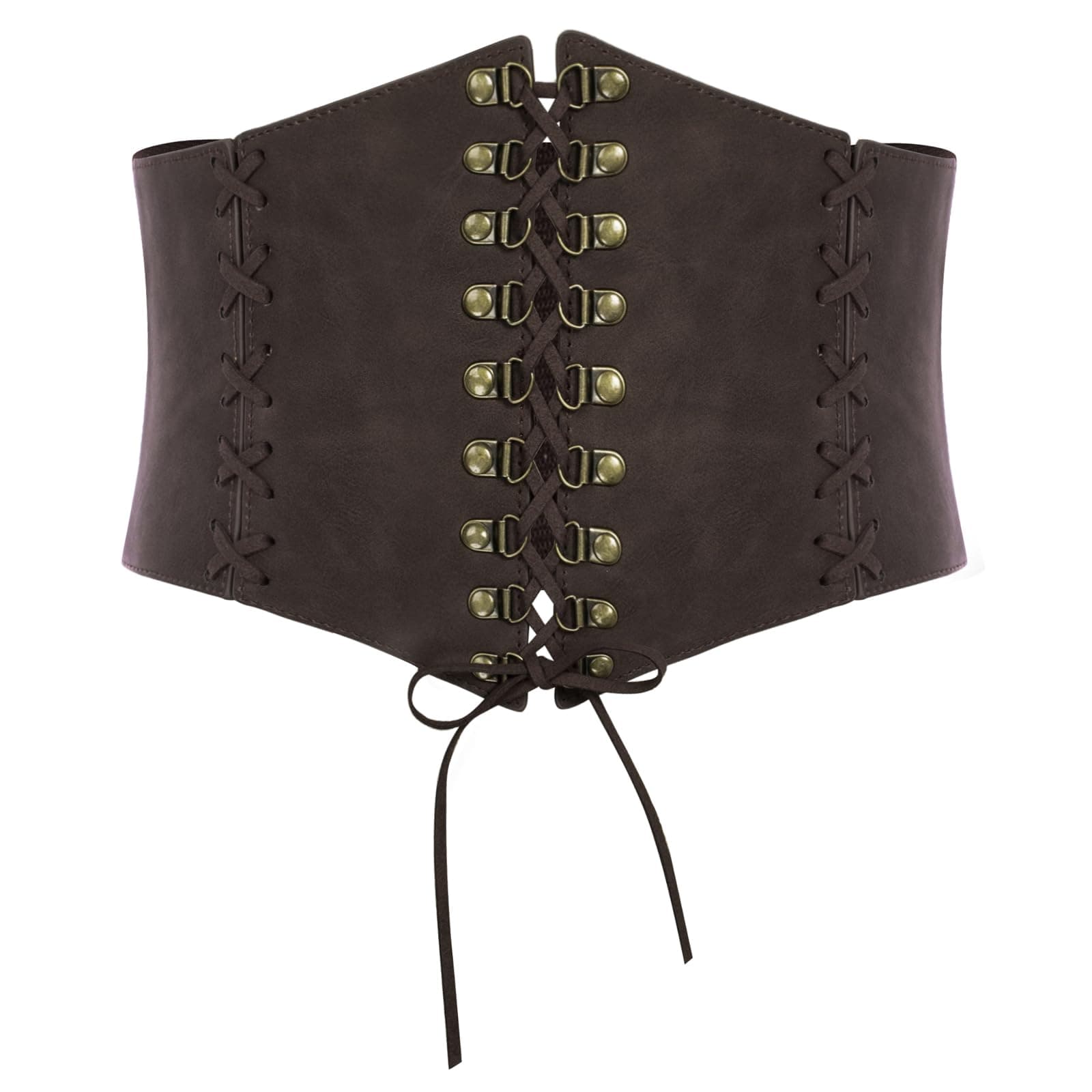 🌟 SCARLET DARKNESS Damen Steampunk Breiter Gürtel Korsett Leder Mittelalter Schnürgürtel S Kaffee Breiter 🌟