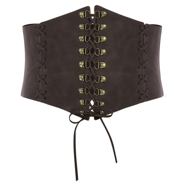 🌟 SCARLET DARKNESS Damen Steampunk Breiter Gürtel Korsett Leder Mittelalter Schnürgürtel S Kaffee Breiter 🌟