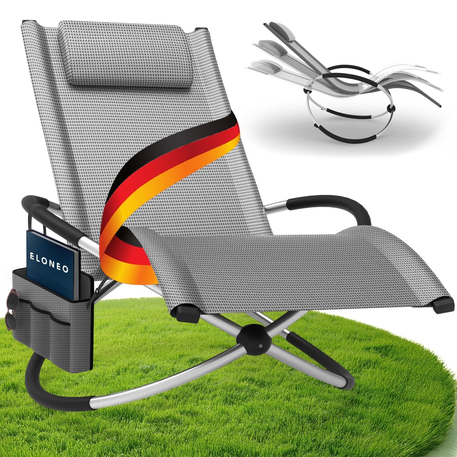 🌞 ELONEO Schaukelliege Outdoor mit Tasche, Relaxliege bis 180 kg Belastbarkeit 🌿
