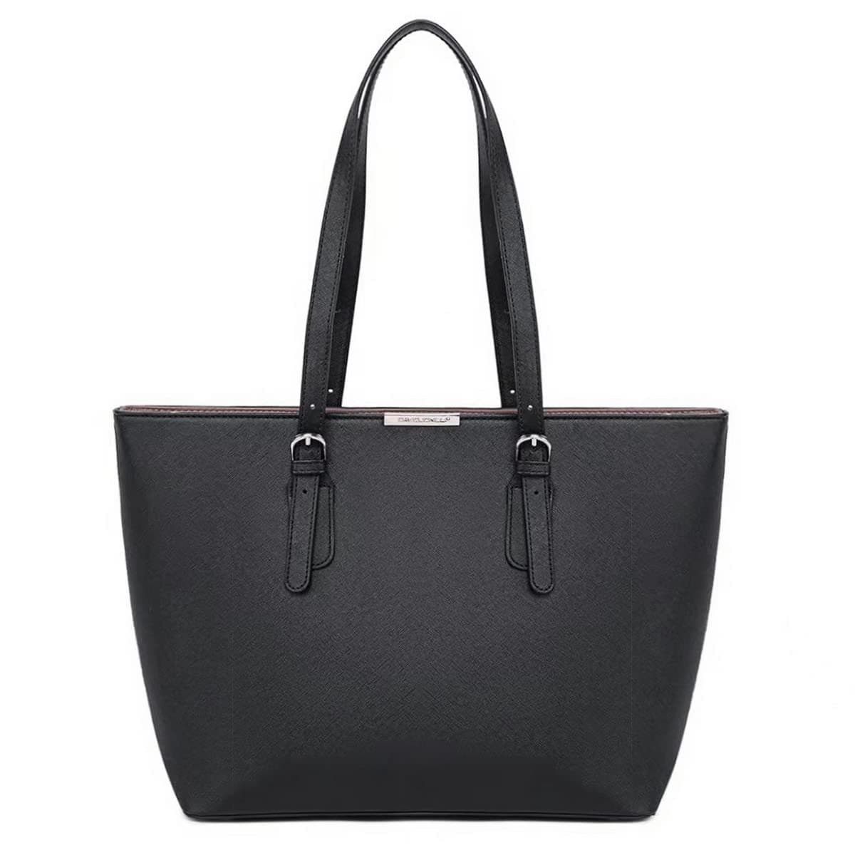 👜 David Jones Damen Shopper Handtasche - Große Tote aus PU Leder - Elegant Schwarz 🖤