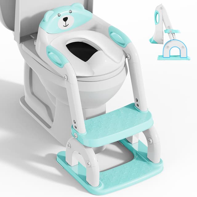 🚽👶 Toilettensitz Kinder mit Treppe - 2-in-1 Toilettentrainer (Blau DREI Treppe)