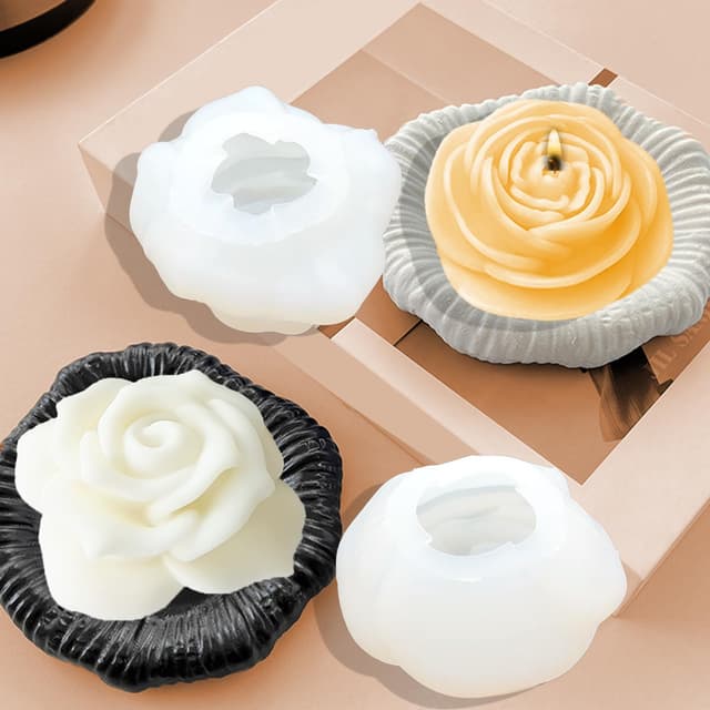 YRIHJIXQ 2Stück Silikonform Blumen Rosen Kerzenformen zum Gießen Silikonform für Kerzen