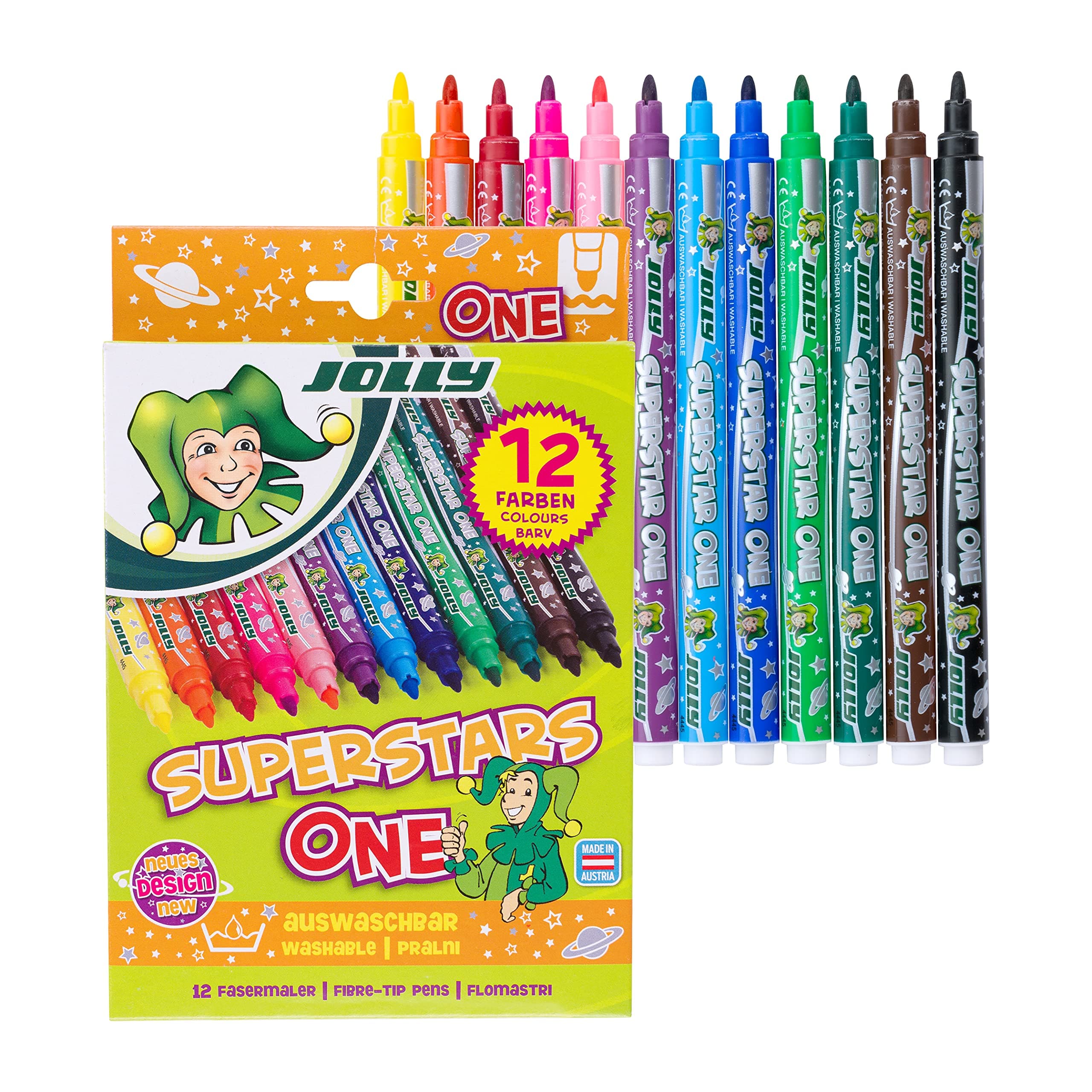 🌟 JOLLY Superstar ONE Fasermaler, 12 Stück Hochwertige Filzstifte 🖍️