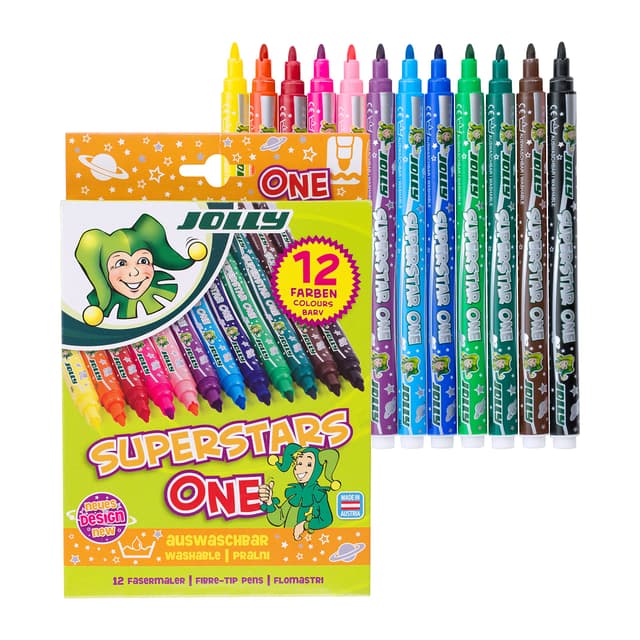 🌟 JOLLY Superstar ONE Fasermaler, 12 Stück Hochwertige Filzstifte 🖍️