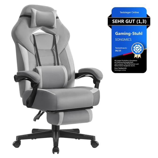 🎮 SONGMICS Gaming-Stuhl OBG077G02 Schiefergrau + Taubengrau 🕹️