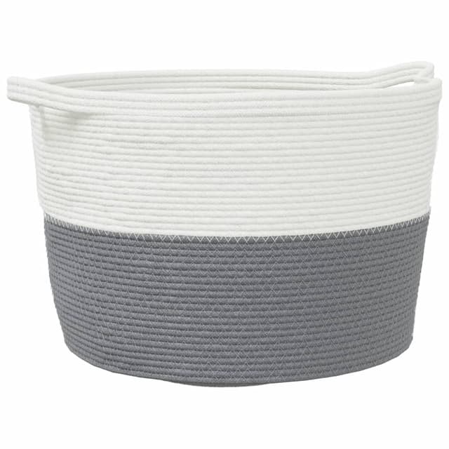 vidaXL Wäschekorb Geflochten Faltbar - Grau Weiß Ø60x36cm