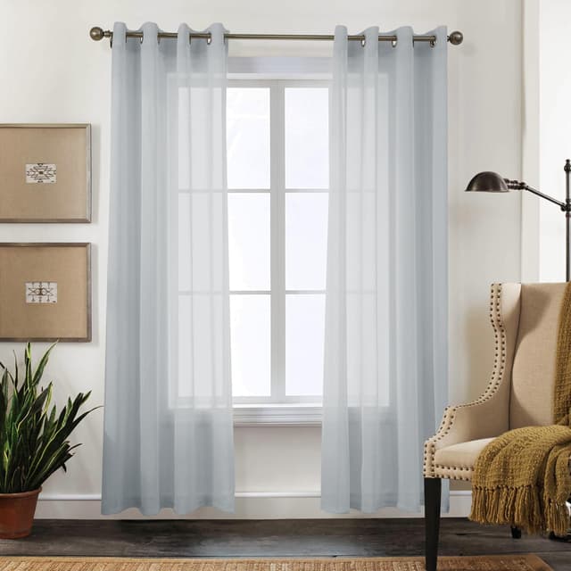 🌟 Reduzierter Preis! Transparente Gardinen im 2er Set - Grau Blau H300 x B140cm