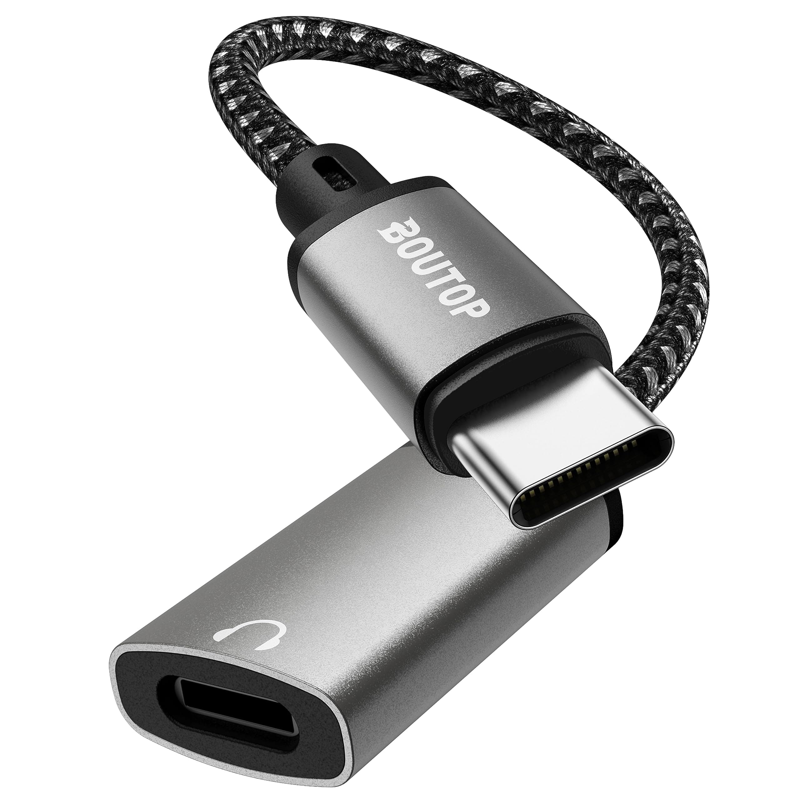 🎧 BOUTOP USB C auf Lightning Kopfhörer Adapter - Nur für Apple EarPods - Kompatibel mit iPhone 15, MacBook, iPad - Grau