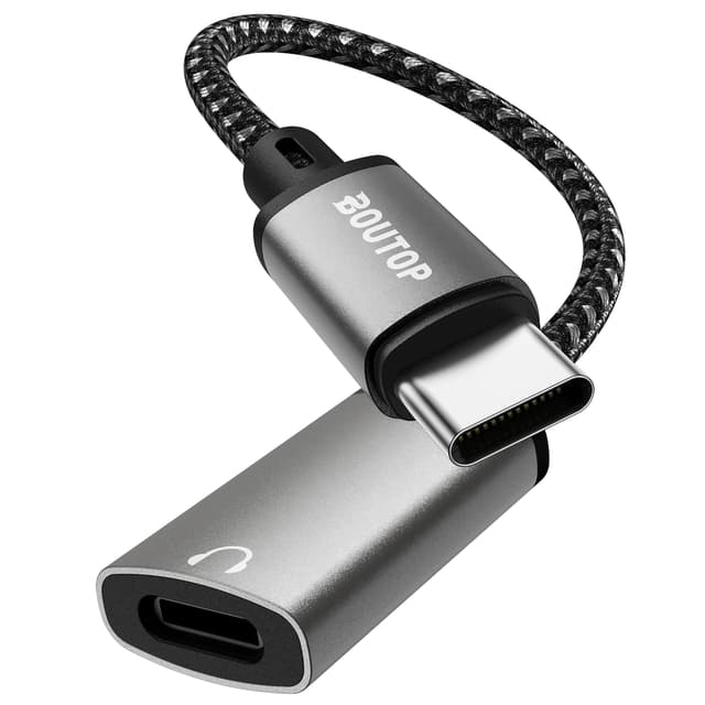 🎧 BOUTOP USB C auf Lightning Kopfhörer Adapter - Nur für Apple EarPods - Kompatibel mit iPhone 15, MacBook, iPad - Grau