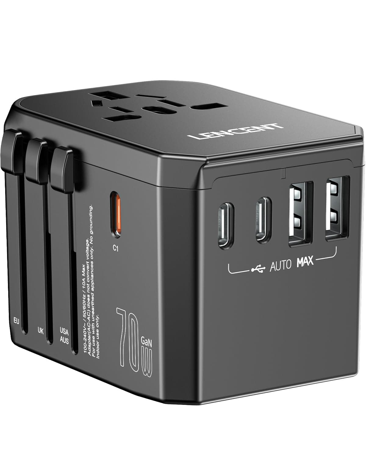 LENCENT 70W Reiseadapter Weltweit mit USB A und USB C 🌍🔌