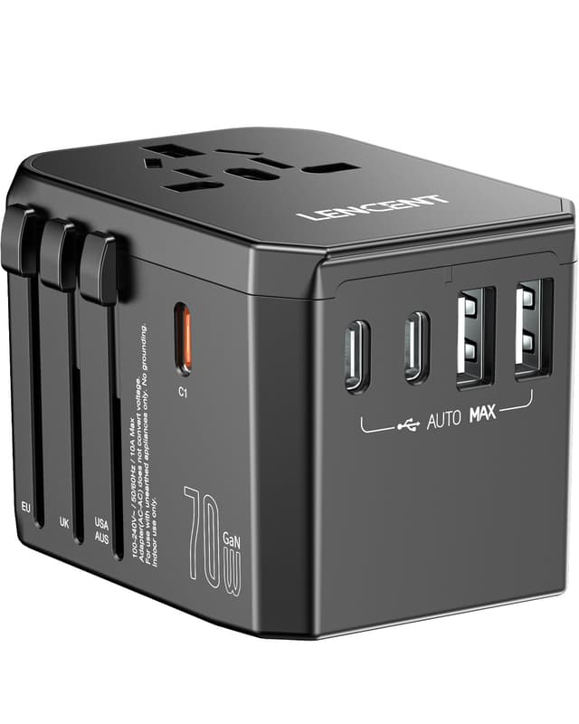 LENCENT 70W Reiseadapter Weltweit mit USB A und USB C 🌍🔌