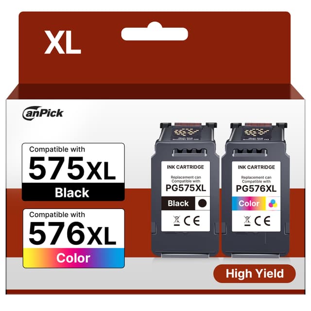 🖨️ CanPick Druckerpatronen Multipack für Canon PIXMA TS3550i TR4755i TS3750i TS3751i TR4756i (575 Black, 576 Color)