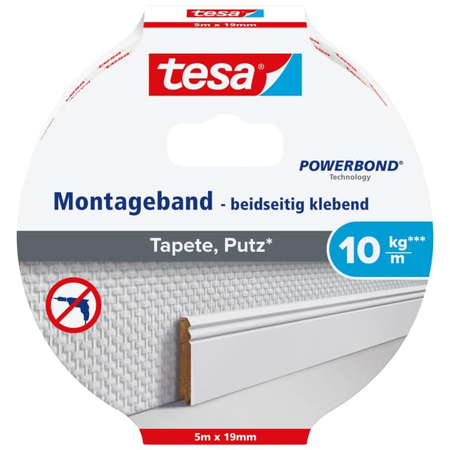 tesa Montageband Tapete&Putz - Starkes doppelseitiges Montageklebeband 🛠️🔩
