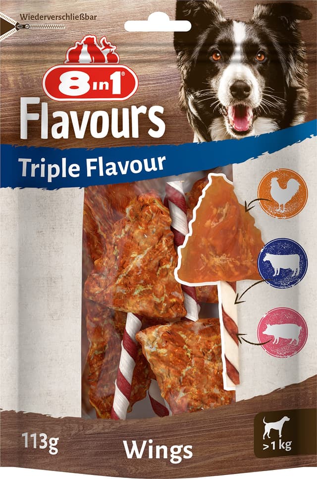 Angebot: 8in1 Triple Flavour Wings Kaustangen für Hunde 🐶🍗🦴