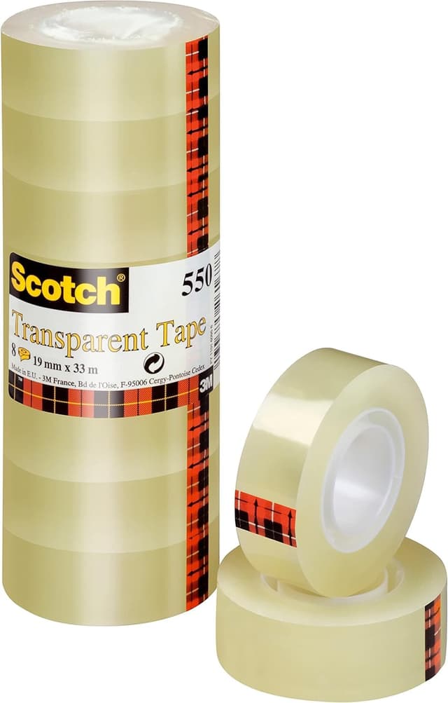 🎉 Scotch Transparentes Klebeband 550 - 8 Rollen - 19mm x 33m - Durchsichtiges Allzweckband