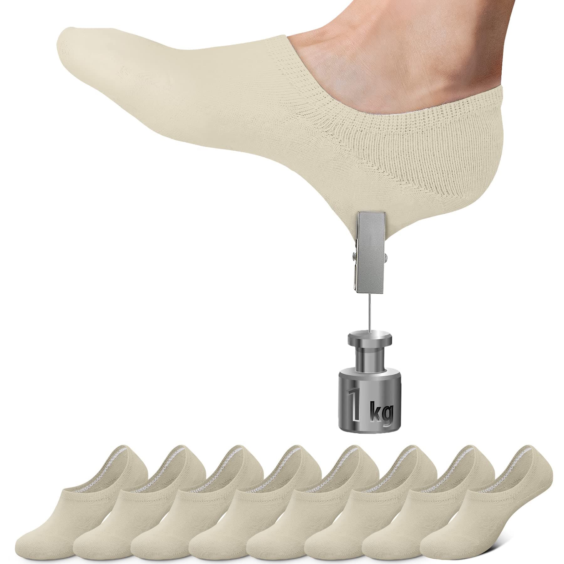 Falechay Sneaker Socken Damen Füßlinge 8 Paar No Show Unisex Schwarz Weiß Grau Hautfarbe