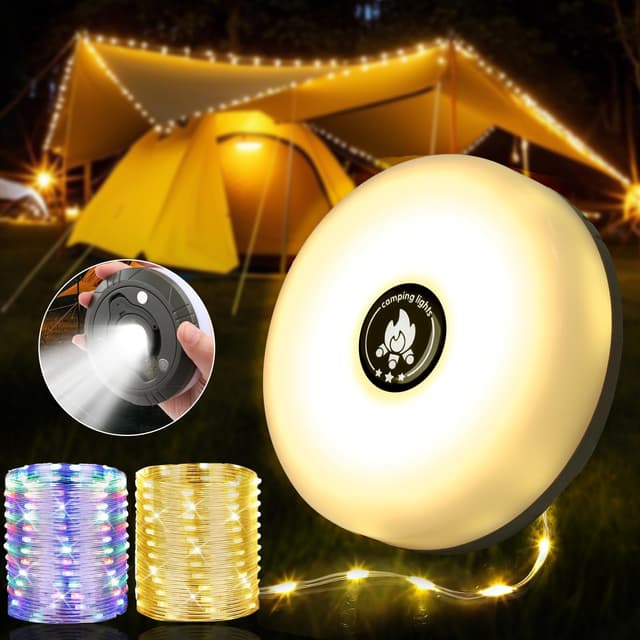 Camping Lichterkette Aufrollbar und Wasserdicht mit 8 Beleuchtungsmodi