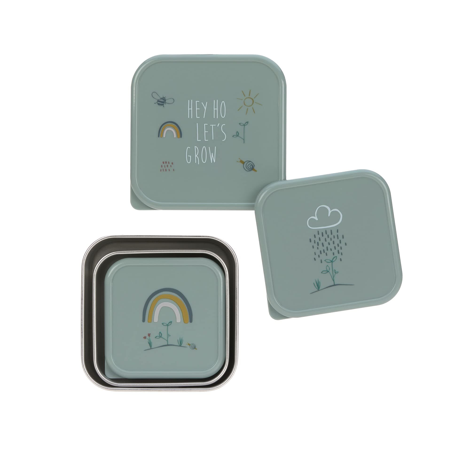 LÄSSIG Snackbox 3er Set Edelstahl 3 Stück Garden Explorer Grün 🌱