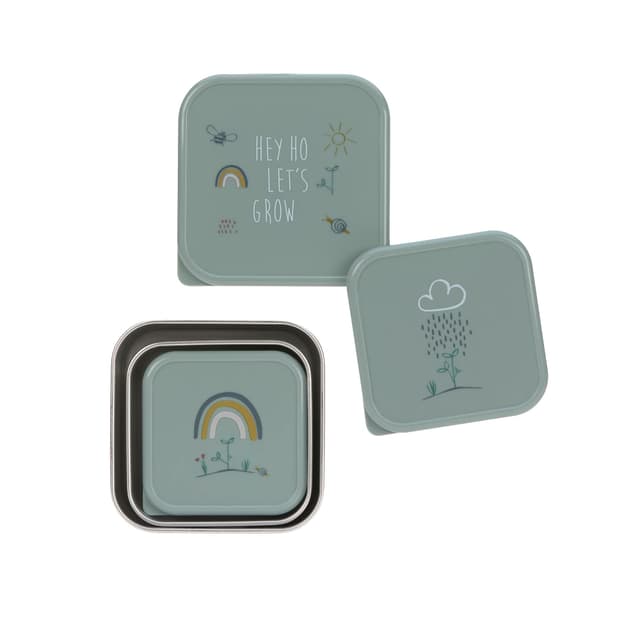 LÄSSIG Snackbox 3er Set Edelstahl 3 Stück Garden Explorer Grün 🌱