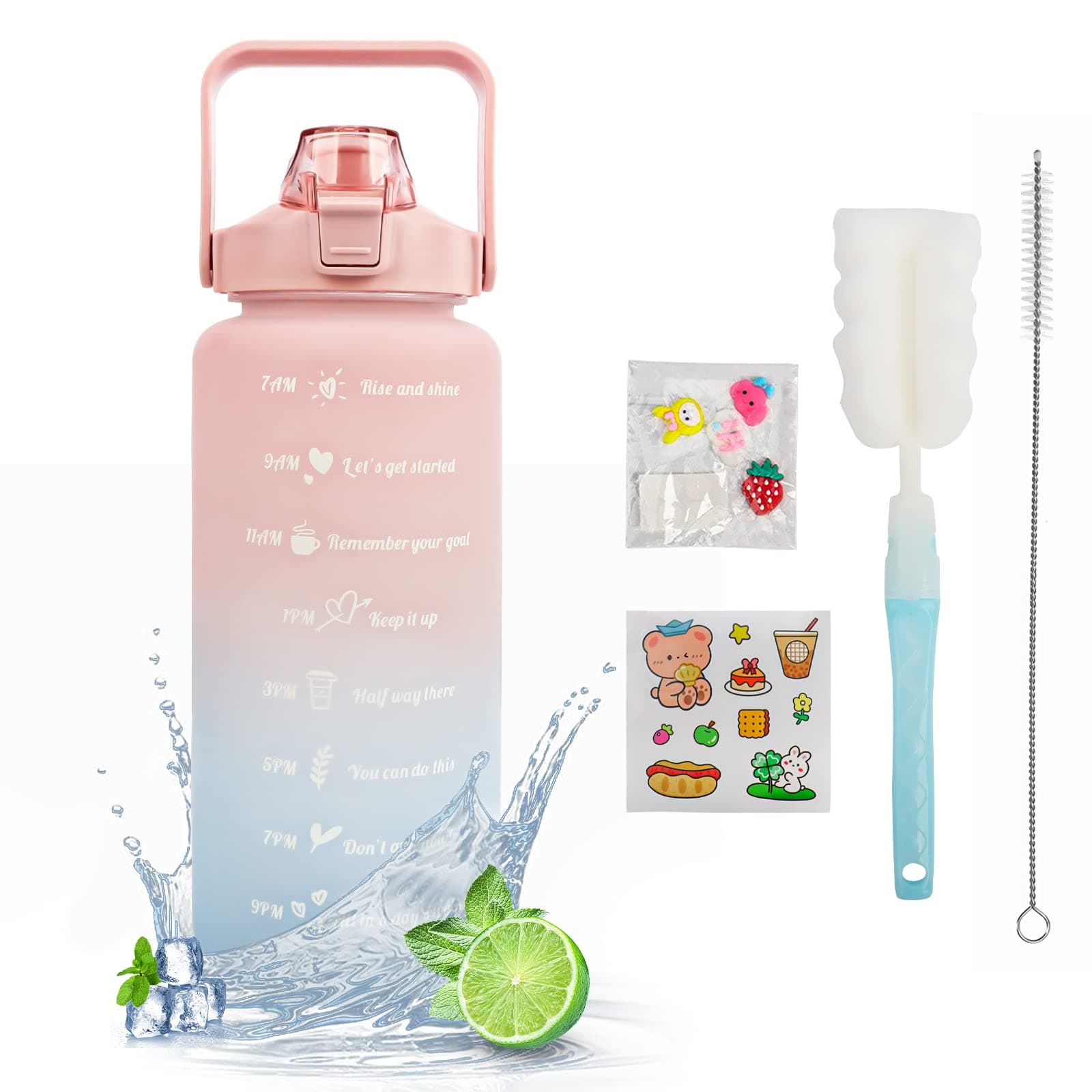 MOMSIV Trinkflasche 2L BPA-Frei mit Strohhalm Zeitmarkierungen 🌟