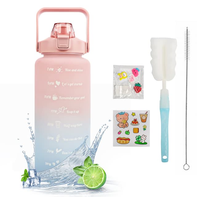 MOMSIV Trinkflasche 2L BPA-Frei mit Strohhalm Zeitmarkierungen 🌟