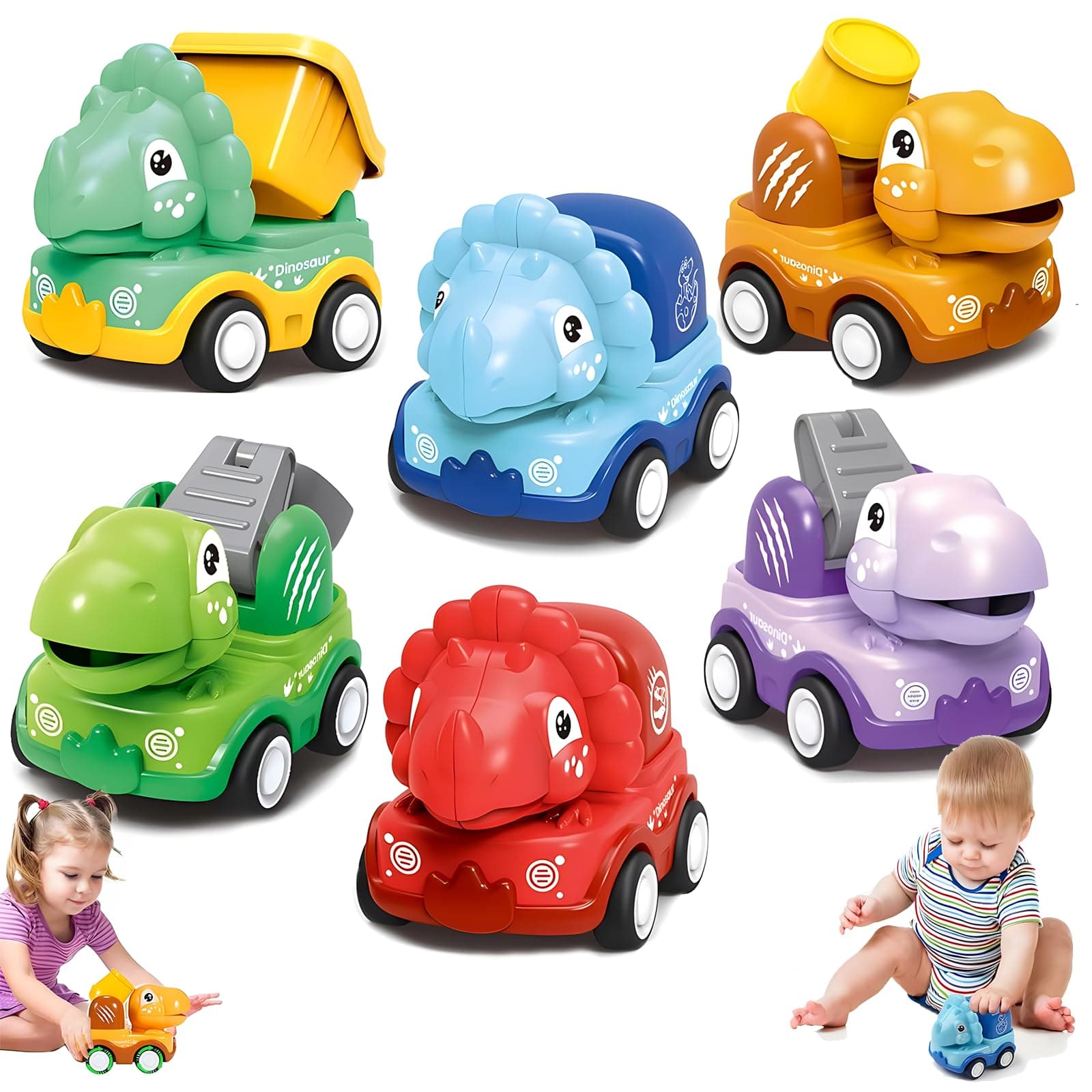 XLWEN 6 Stücke Dinosaurier Auto Spielzeug Set 🦕🚗