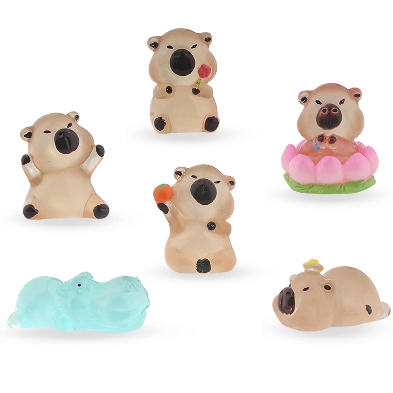 LunarCharm 6 Stück Miniatur-Capybara-Figuren 🌟🦙
