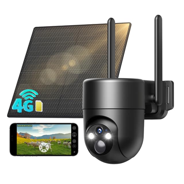 📹🌞 SEHMUA 4G LTE Überwachungskamera Aussen mit SIM Karte, Solar Kabellose Kamera 2K 🌙🔒