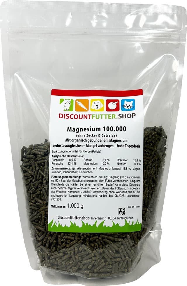 🐴🌟 Discountfutter.shop - Magnesium 100.000 Pellets 1 kg ohne Getreide und Zuckerzusatz