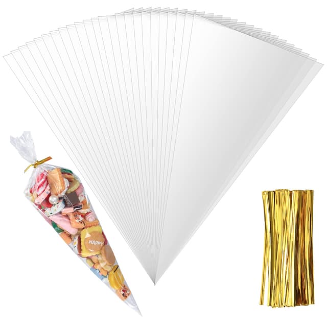 🍬🎉 Großer Deal: 200 Stück Cone Süßigkeiten Tütchen Spitztüten 🍭🎁