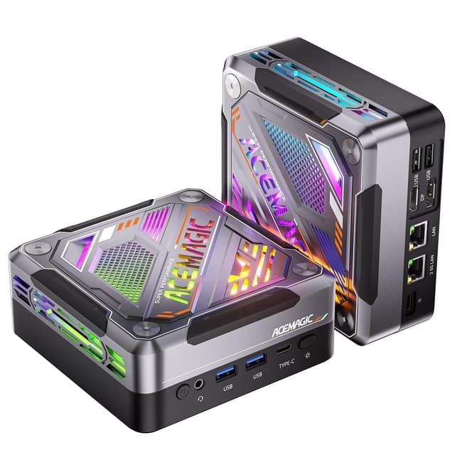 ACEMAGIC Warlord Mini AM18 Cyberpunk RGB AI Mini PC Gaming AMD Ryzen 7 8845HS