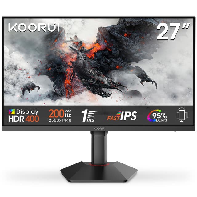 🎮🖥️ KOORUI G2722P 27 Zoll Gaming Monitor 200Hz PC Bildschirm QHD 2560x1440 Fast IPS 1ms HDR400